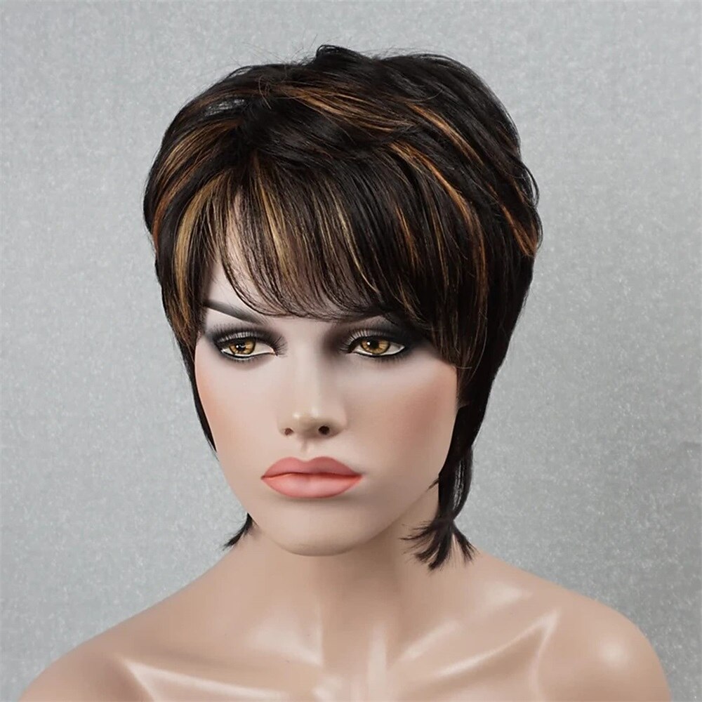 parrucca pixie cut per donne nere capelli umani vergini al 100% nessuno parrucche a strati frontali in pizzo con frangia capelli umani veri brasiliani parrucche pixie corte per donne nere uso del 2025 a $23.99 –P9