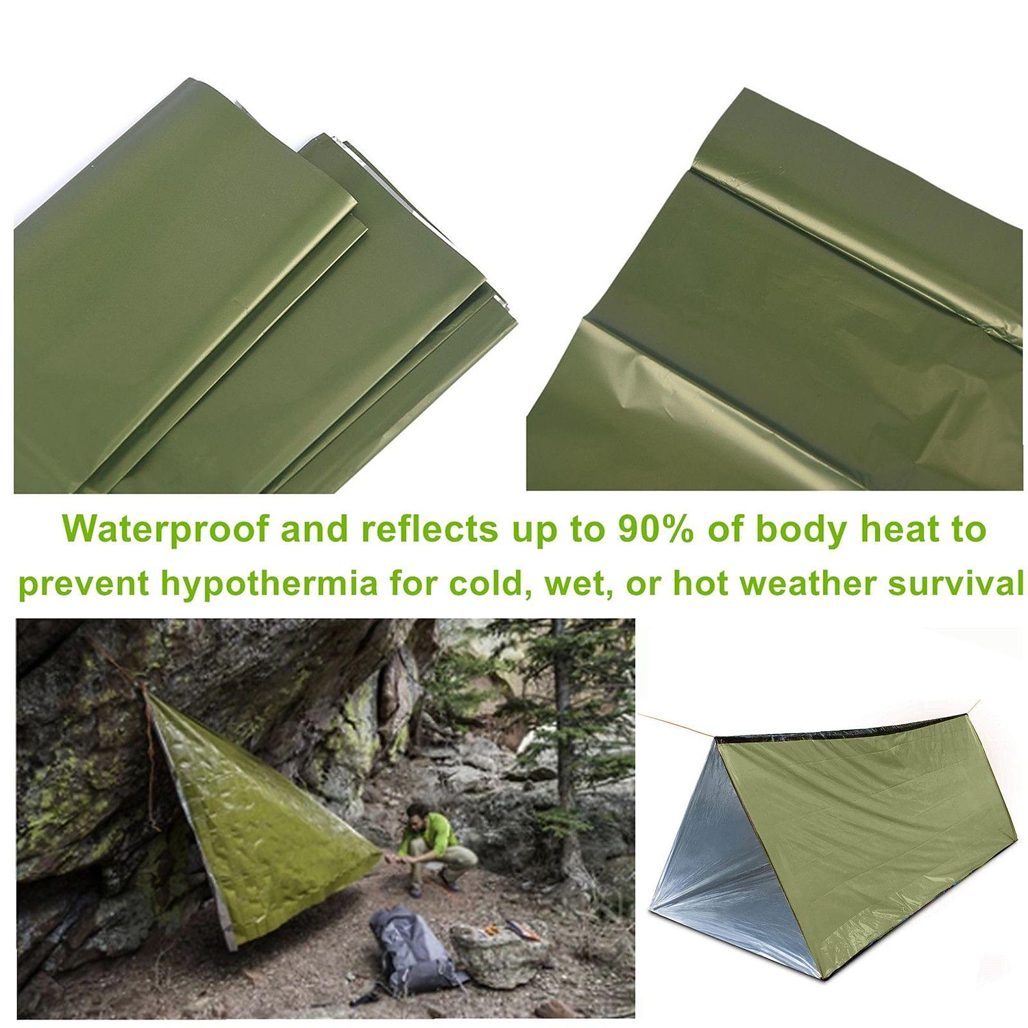 First Aid Tent, Portable Outdoor Emergency Shelter, Waterproof, Windproof And Warm Mylar Emergency Blanket For 2 People, Outdoor Camping Accessories 2025 - $10.99 –P5
