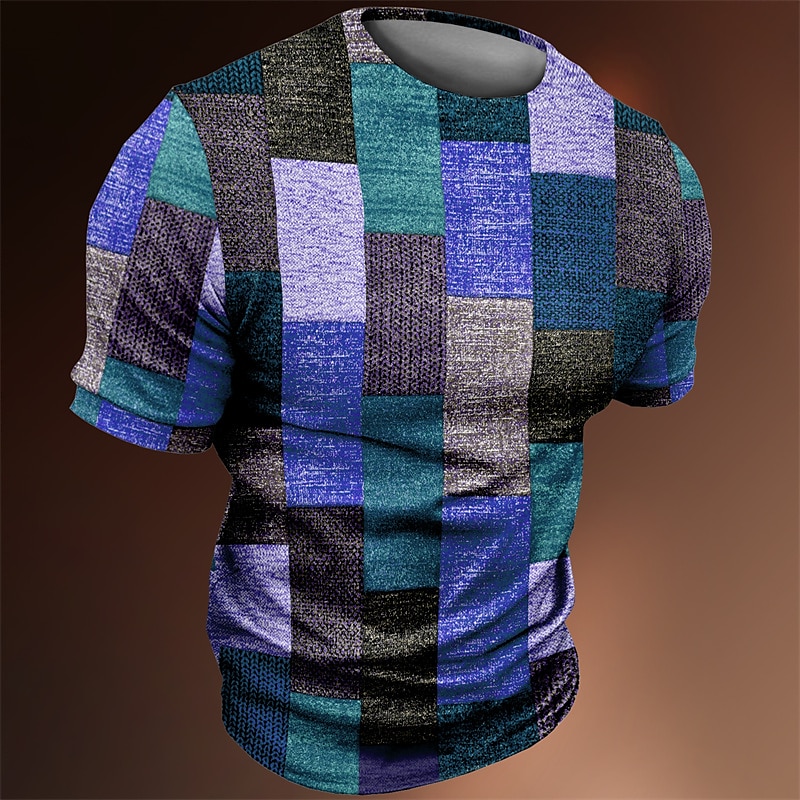 Per uomo Color Block maglietta Magliette Manica corta maglietta Stampa 3D Girocollo Camicia Vintage Di tendenza Originale Esterno Informale Giornaliero Giallo Rosso Viola Primavera estate del 2025 a $17.99 –P2