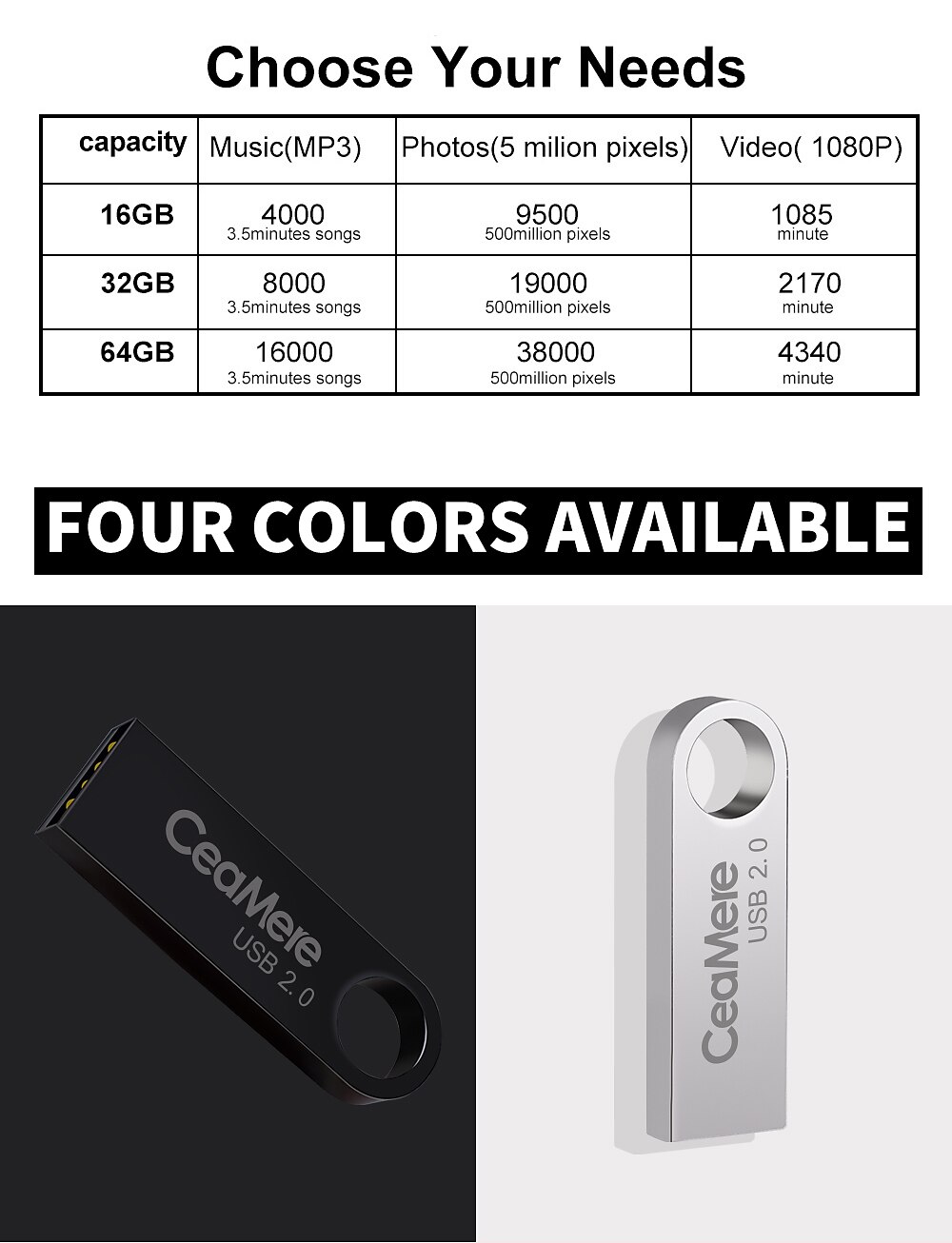 Ceamere C3 Usb Flash Drive 16gb Pen Drive Pendrive Usb 2.0 Flash Drive Memory Stick For Computer Mac with keychain 2025 - $11.99 –P5