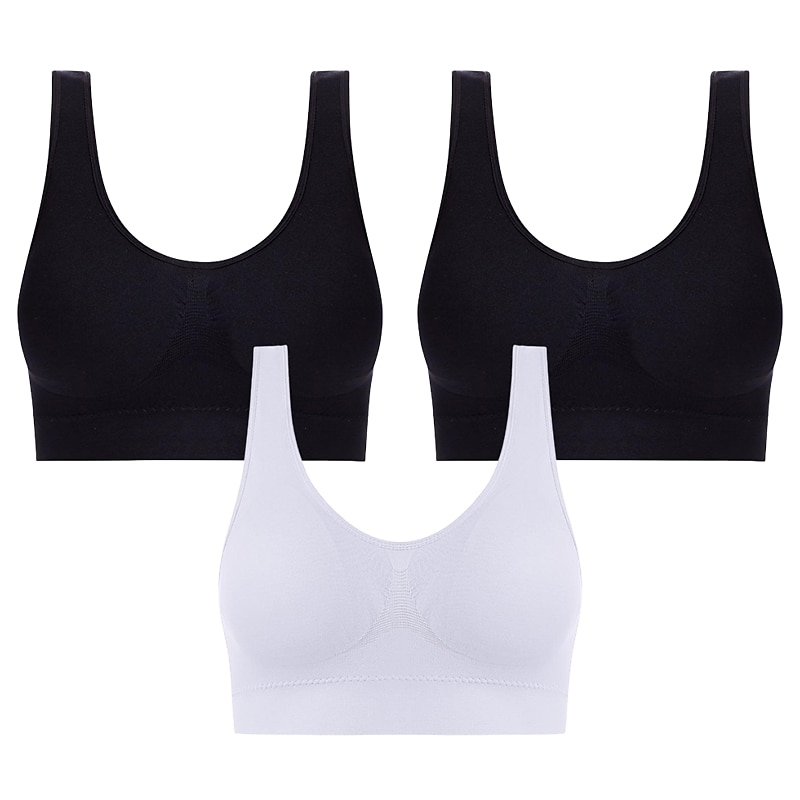 Women's Sports Bra High Support Removable Pad Wireless Solid Color Black White Yoga Fitness Gym Workout Bra Top Sport Activewear High Impact Breathable Quick Dry Stretchy Slim 2025 - $17.99 –P15