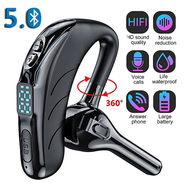 אוזניות טלפון ללא ידיים להנחה אוזן Bluetooth 5.2 עמיד למים ספורטיביות עם מיקרופון מובנה עבור אפל סמסונג וואווי שיאומי MI טיולים ריצה טלפון משרד מתנה ליום האהבה 2026 - $19.99 –P1