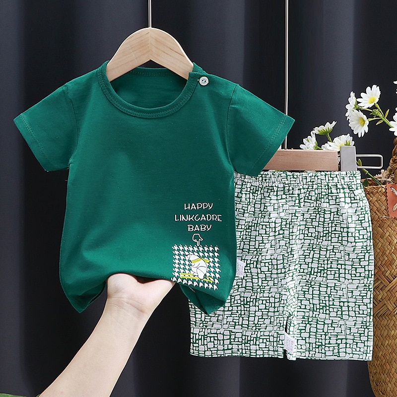 2 Pieces Toddler Boys T-shirt & Shorts Outfit Animal Cartoon Short Sleeve Cotton Set Outdoor Adorable Daily Summer Spring 3-7 Years 3 green teddy bears 9 spectacled bear 13 Stripes Bear 2025 - $10.99 –P11
