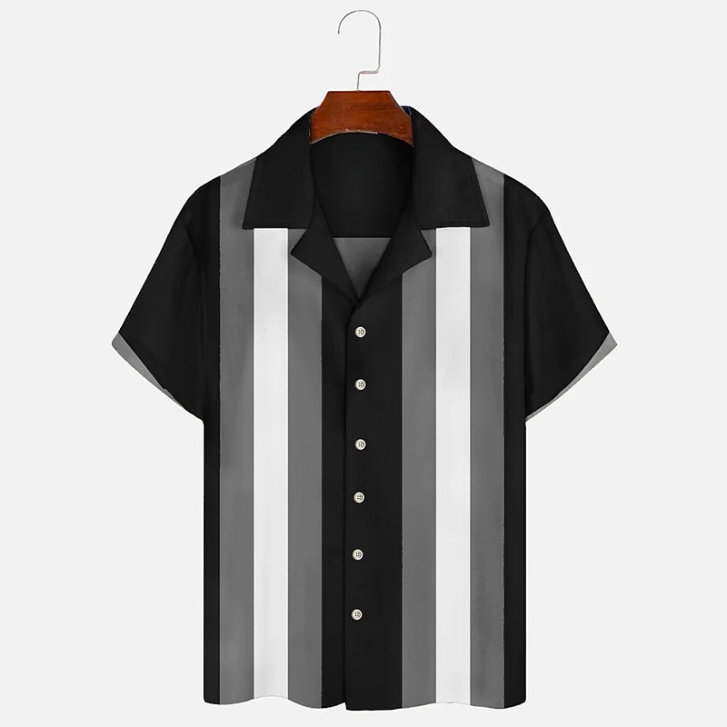 Herren Farbblock Geometrische Muster Hemd Sommerhemd Lässiges Hemd Kurzarm Modisch 1950s Brautkleider schlicht Urlaub Täglich Ausgehen Sommer Lagerkragen Bedruckt Schwarz Blau Orange Grün 2025 - $24.99 –P3