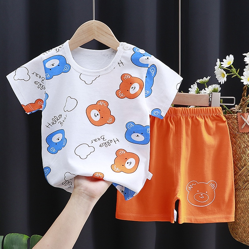 2 Pieces Toddler Boys T-shirt & Shorts Outfit Animal Cartoon Short Sleeve Cotton Set Outdoor Adorable Daily Summer Spring 3-7 Years 3 green teddy bears 9 spectacled bear 13 Stripes Bear 2025 - $10.99 –P12