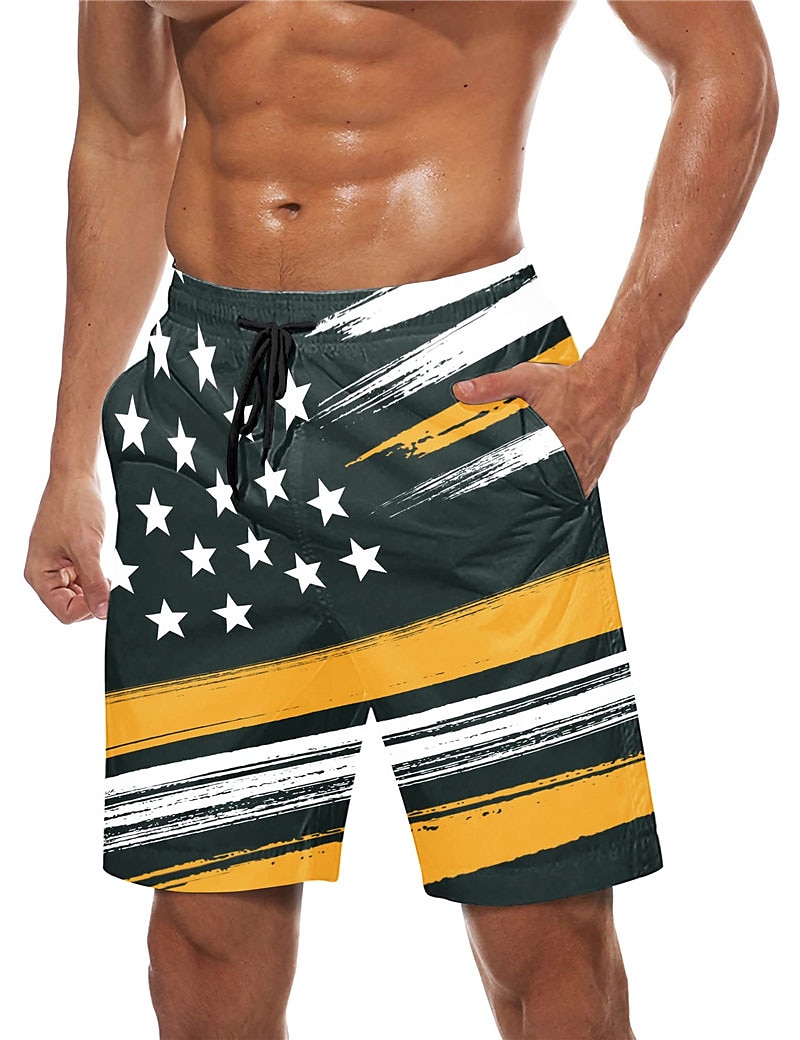 Herr Grafiska tryck Landsflagga Badshorts Boardshorts Medium Midja Hawaiisk Boho Ledigt Dagligen Helgdag Snörning med meshfoder Elastisk midja Designer Kläder 2025 - $19.99 –P13