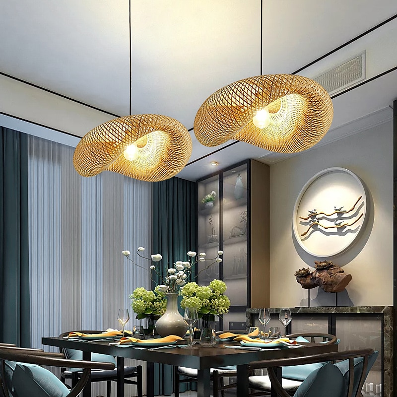luz led pendnat lanterna de bambu design lustre retrô 40cm lustre iluminação de teto é aplicável à sala de estar quarto restaurante café bar restaurante clube de 2025 por $152.99 –P1