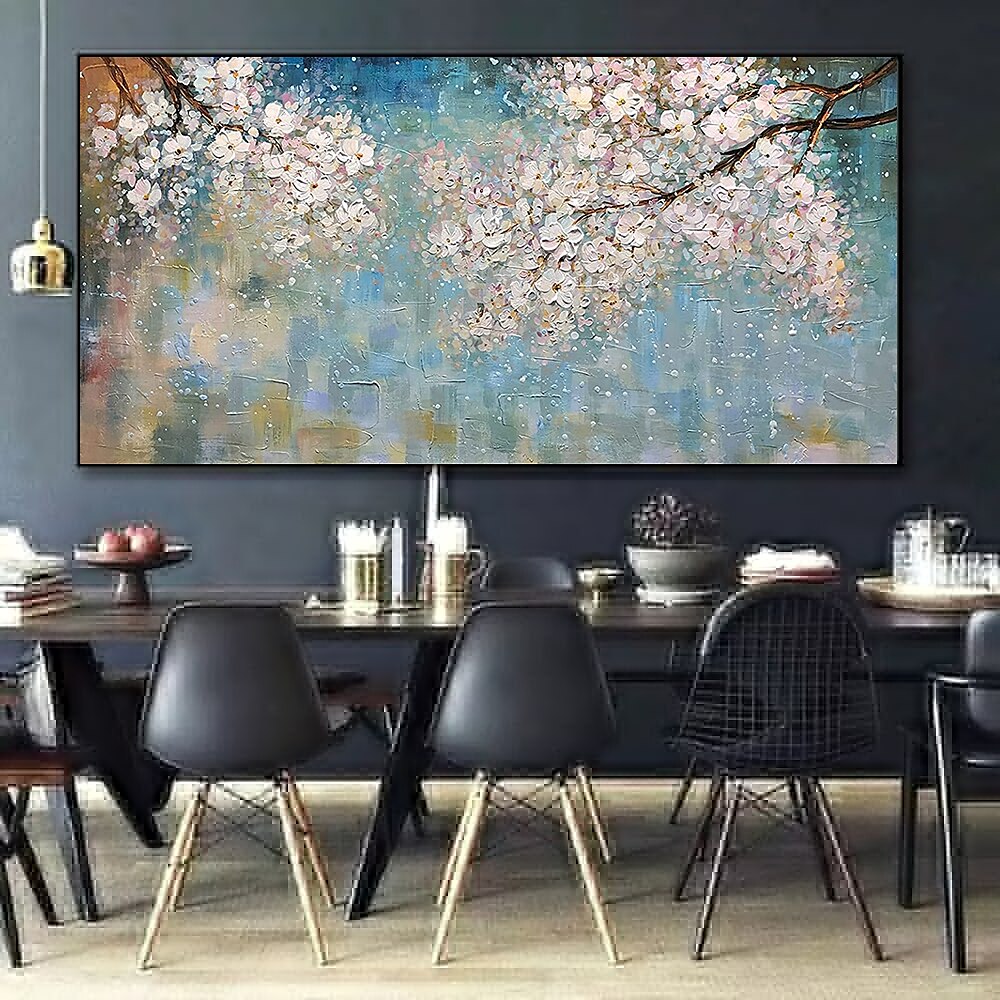 Oil Painting Hand Painted Horizontal Abstract Floral / Botanical Modern Stretched Canvas 2025 - $108.99 –P3