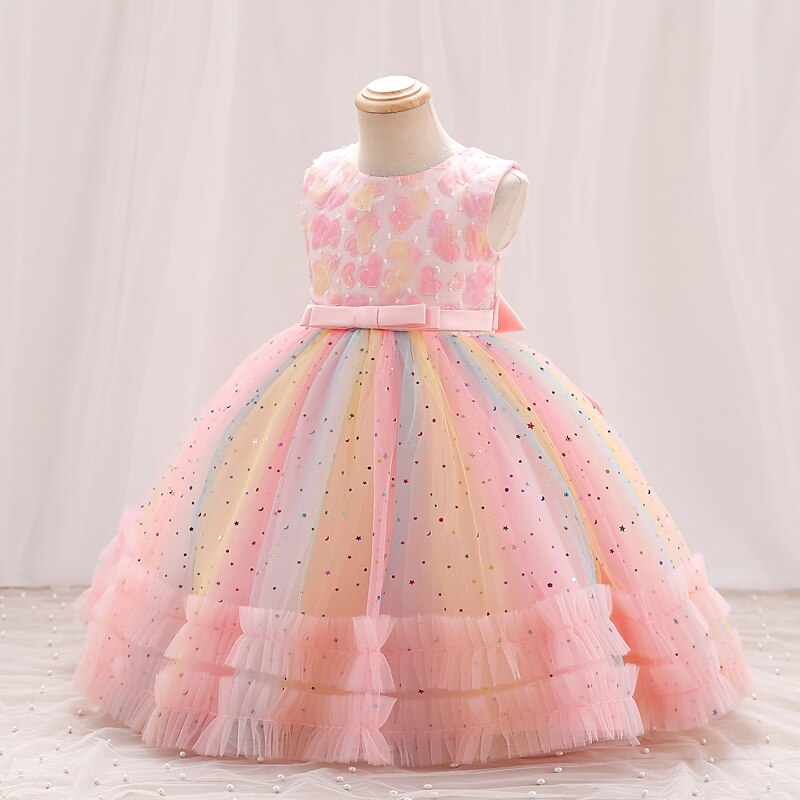 Kinder Mädchen Partykleid Einfarbig Ärmellos Leistung Besonderer Anlass Knotenbinde Elegant Polyester Knielang Tüllkleid Sommer Frühling 3-10 Jahre Champagner Rosa Blau 2025 - $47.99 –P2
