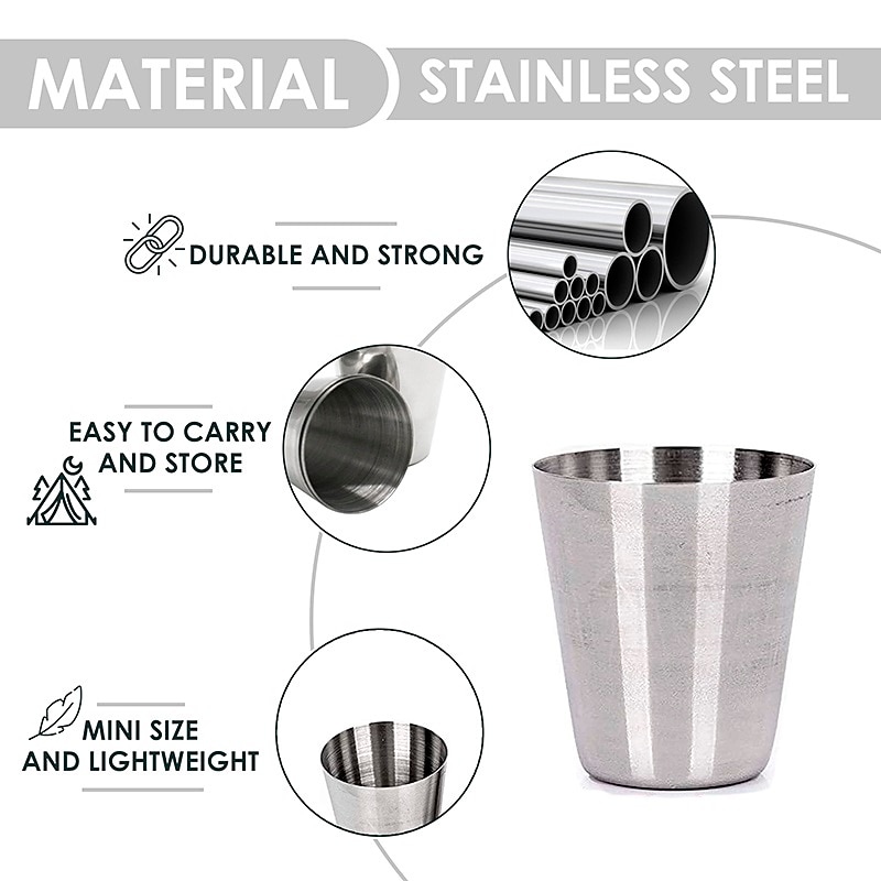 4 Stainless Steel Shot Cups Drinking Vessel with Black Leather Carrying Case (30ml) Outdoor Camping Travel Unbreakable Metal Shooters for Whiskey Tequila Liquor Great Barware Gift 2026 - $12.49 –P6