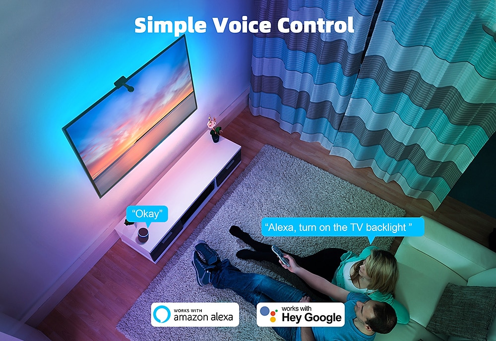 envisual tv светодиодная подсветка с камерой 3,8 м rgbic wi-fi tv подсветка для телевизоров ПК работает с alexa и приложением Google Assistant управление музыкой синхронизация телевизор с регулируемой яркостью света 2025 - $83.99 –P8