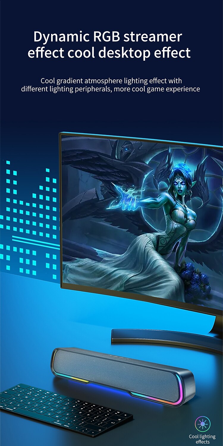 rgb светоизлучающий мини-настольный длинный портативный саундбар сабвуфер высокой мощности ПК ретро полнодиапазонный bluetooth-динамики сом для дома 2025 - $54.99 –P5