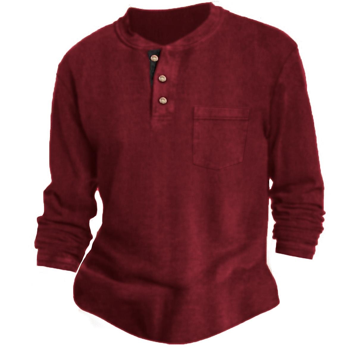 Herren T Shirt Henley Shirt langarmshirt Glatt Rundhalsausschnitt Strasse Täglich Langarm Button-Down Bekleidung Modisch Designer Brautkleider schlicht Komfortabel 2025 - $21.99 –P8