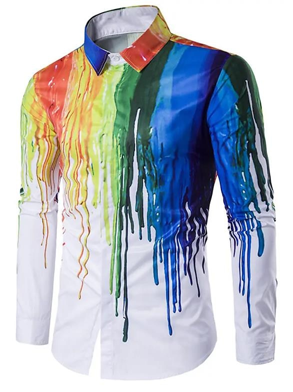 Men's Optical Illusion Geometric Pattern Shirt Button Up Shirt Long Sleeve Vintage Designer Retro Outdoor Casual Holiday Fall & Winter Turndown Print Button-Down Black White Light Green Black / Red 2025 - $26.99 –P4