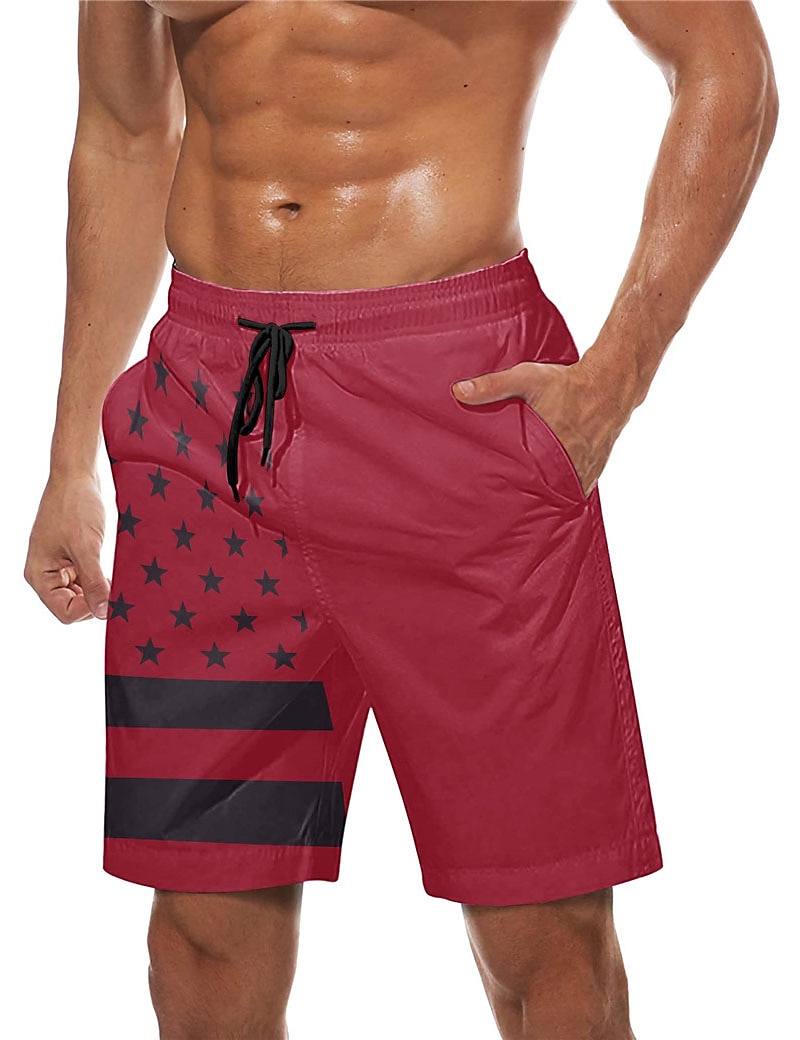 Herr Grafiska tryck Landsflagga Badshorts Boardshorts Medium Midja Hawaiisk Boho Ledigt Dagligen Helgdag Snörning med meshfoder Elastisk midja Designer Kläder 2025 - $19.99 –P10