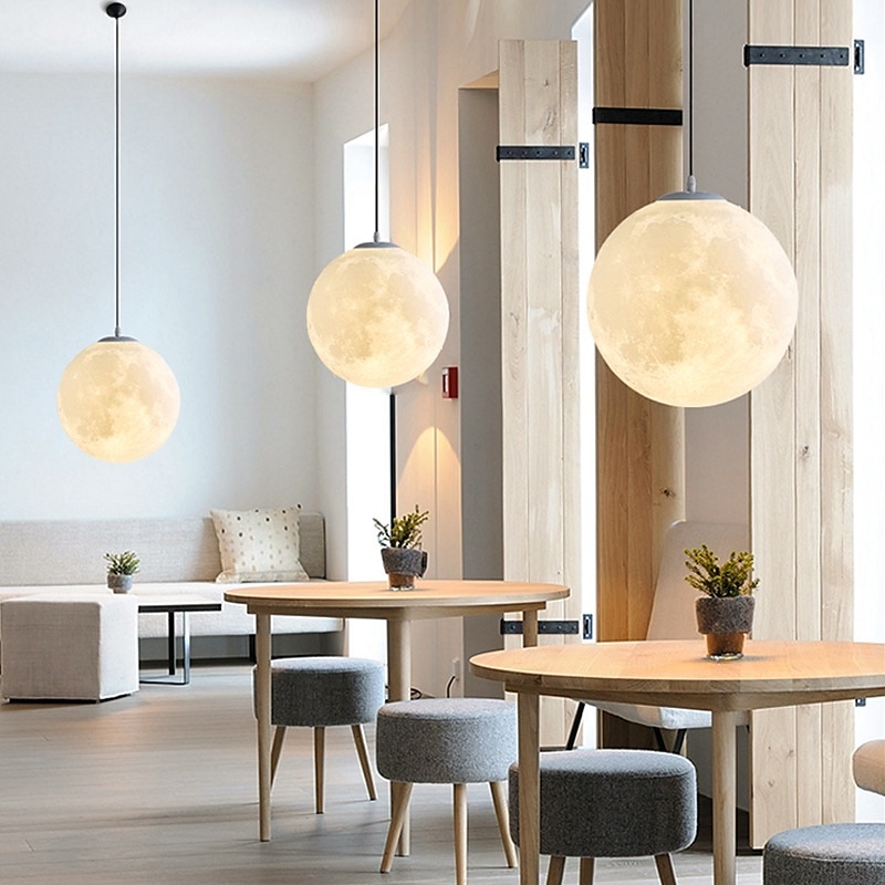 lampada a sospensione a led 15cm lampadario a luce di luna camera da letto in stile nordico planet ball studio e ristorante utensili lampada a luce di luna internet celebrità ins lampade del 2026 a $99.59 –P1