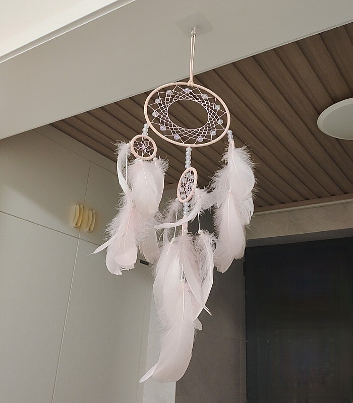 Dream Catcher Handmade Gift  with 5 Circles Feather Bead Flower Wall Hanging Decor Art Boho Style 16*70cm 2025 - $15.99 –P11