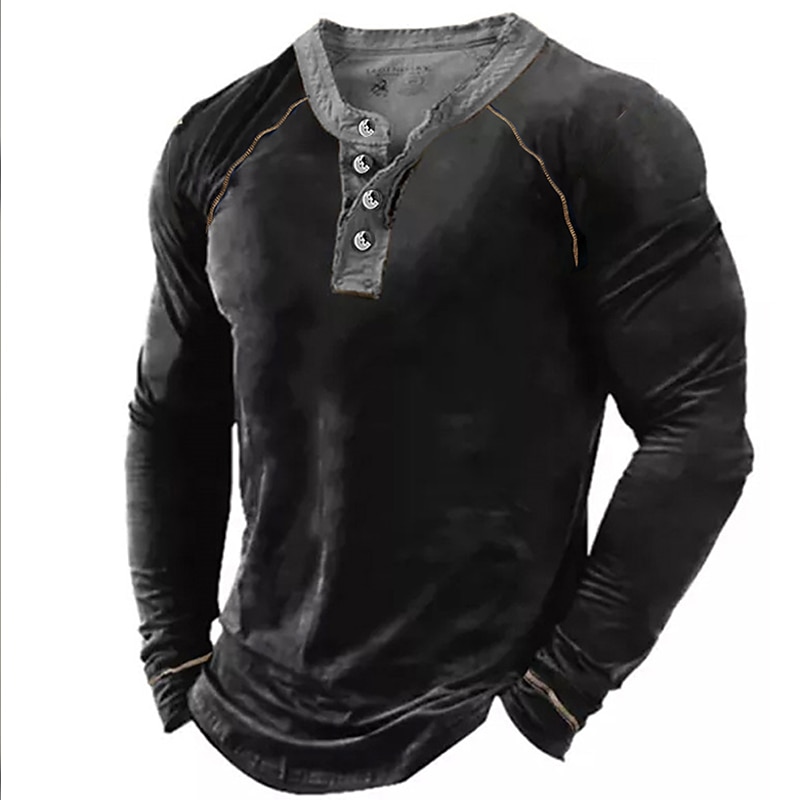 Miesten Henley-paita T-paidat Pitkähihainen paita Tavallinen Henley Katu Loma Pitkähihainen nappi Vaatetus Suunnittelija Perus Moderni nykyaikainen 2026 - $24.99 –P1