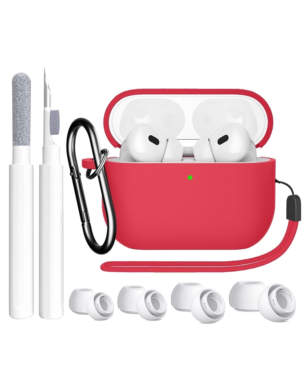 4 in 1 for AirPods 2nd/1st Generation Case Cover 2022/2019 with Cleaner kit&Replacement Eartips(XS/S/M/L)Soft Silicone AirPod Pro Keychain and Lanyard 2023 - US $9.09