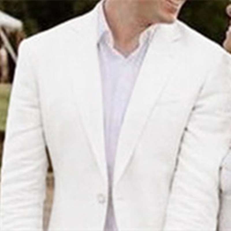 Costumes de plage pour hommes mariés blancs été couleur unie coupe ajustée 2 pièces simple boutonnage à deux boutons de 2025 ? $116.99 –P2