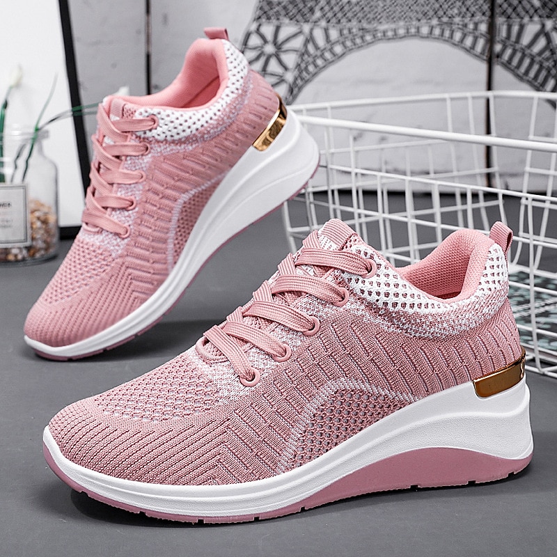 Női Tornacipők Rózsaszín Magasító cipők Flyknit cipő Szabadtéri Napi Színes Nyár Rejtett sarok Kerek orrú Sportos Alkalmi minimalizmus Futócipő Gyalogló Repülő szövés Fűzős Fekete Arcpír rózsaszín 2025 - $32.99 –P6