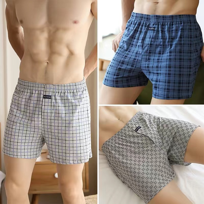 Men's 3 Pack Underwear Boxer American Boxer Shorts Cotton Breathable Print Multi color Red 2025 - $16.49 –P3