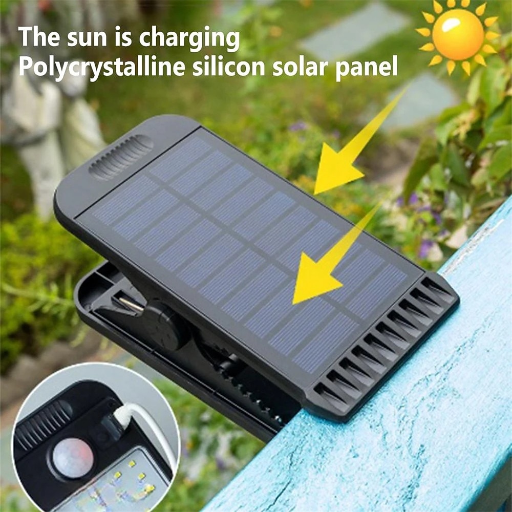 Lumină solară cu led pentru grădină, în aer liber, cu clipsare, cu senzor de mișcare, IP65, rezistentă la apă, pentru gard, punte, perete, cort de camping, terasă 2025 - $39.99 –P8