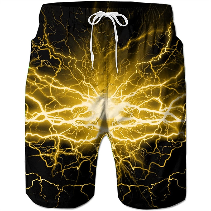 Men's Optical Illusion Lightning Graphic Prints Swim Trunks Swim Shorts Board Shorts Mid Waist Hawaiian Boho Casual Daily Holiday Drawstring with Mesh lining Elastic Waist Designer Clothing Apparel 2025 - $19.99 –P4