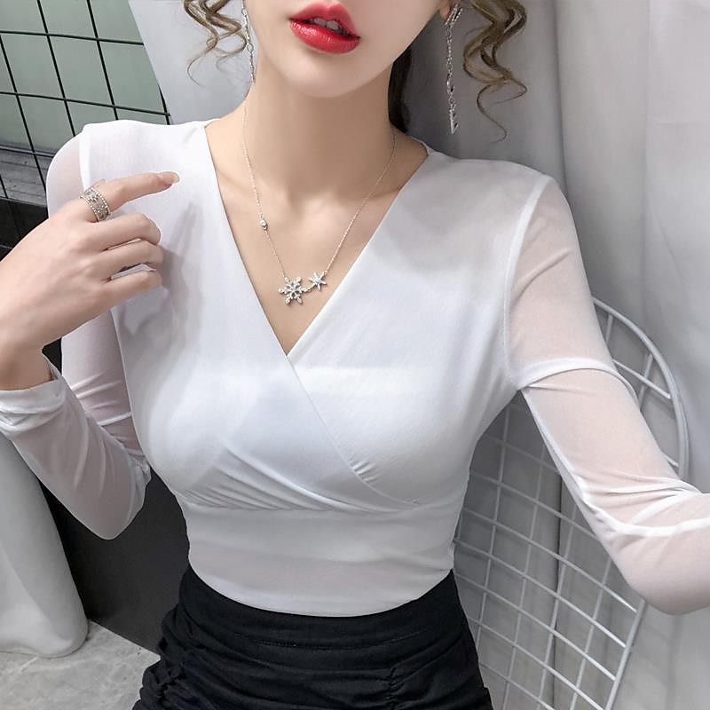 dámské denní top latinskoamerické tance společenské tance top ruching čistá barva splicing dámská výkonnostní trénink polyester s dlouhým rukávem 2025 - $15.99 –P2