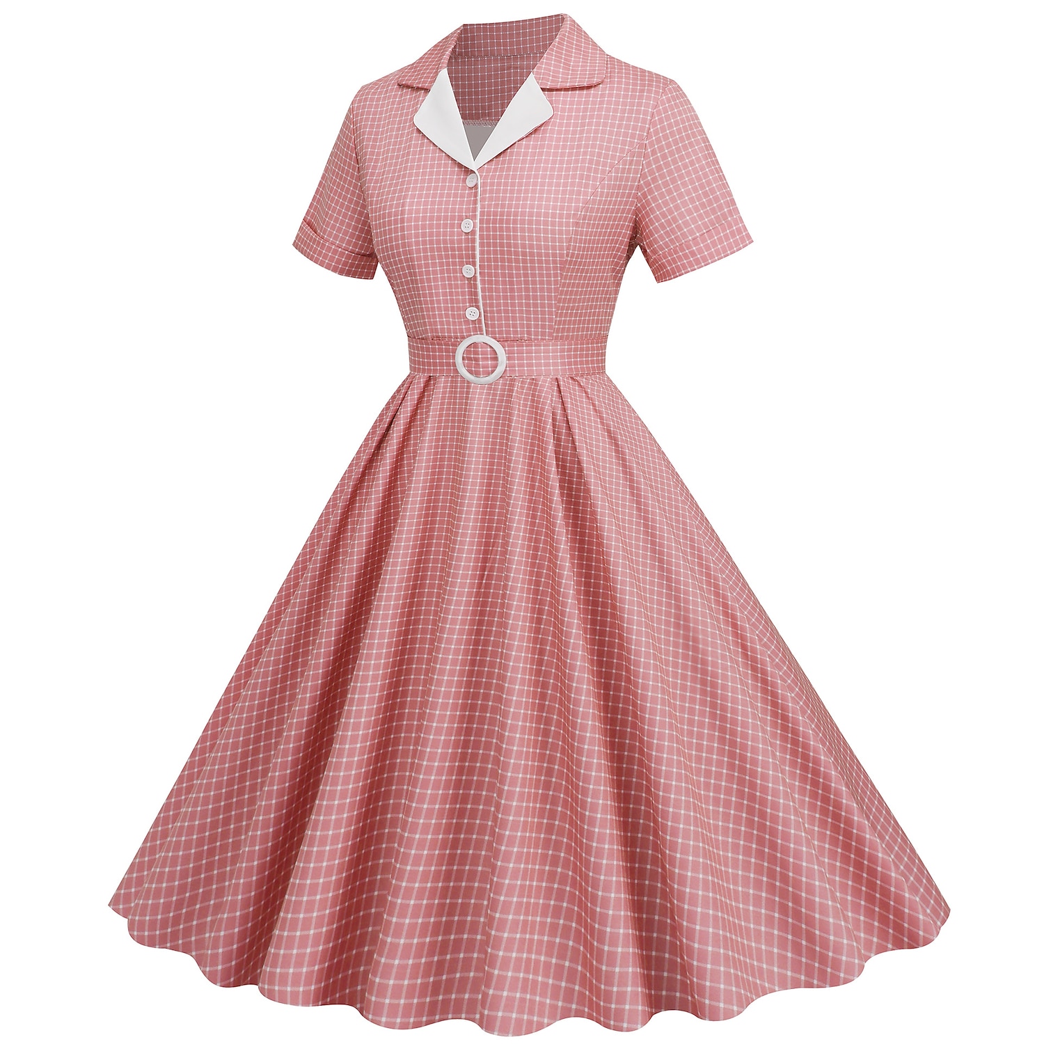 Retro 50. léta Rockabilly Ke kolenům Houpací šaty Flare šaty Košilové šaty S páskem Pléd Dámské Karneval Plesová maškaráda Čajový dýchánek Běžné / Denní Retro tematická párty Dospělé Šaty Jaro léto 2025 - $29.99 –P16