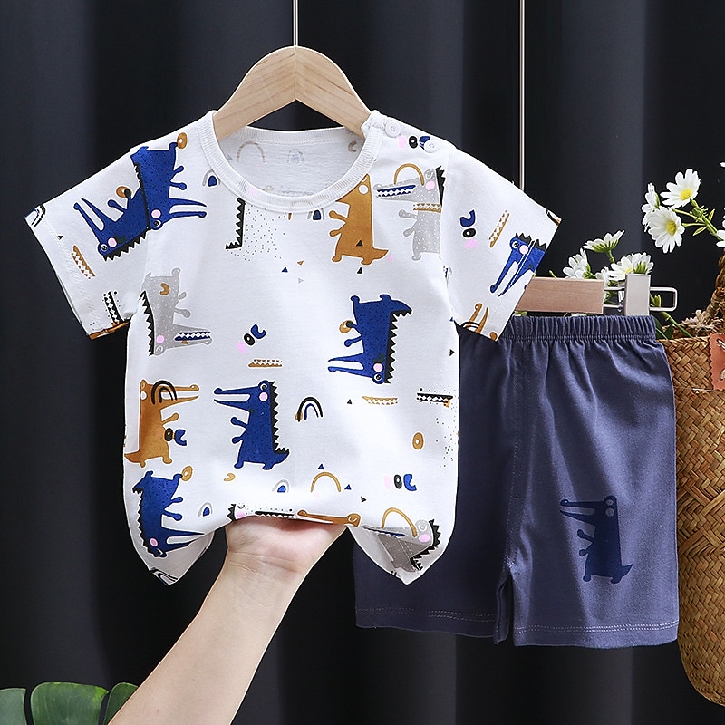 2 Pieces Toddler Boys T-shirt & Shorts Outfit Animal Cartoon Short Sleeve Cotton Set Outdoor Adorable Daily Summer Spring 3-7 Years 3 green teddy bears 9 spectacled bear 13 Stripes Bear 2025 - $10.99 –P13