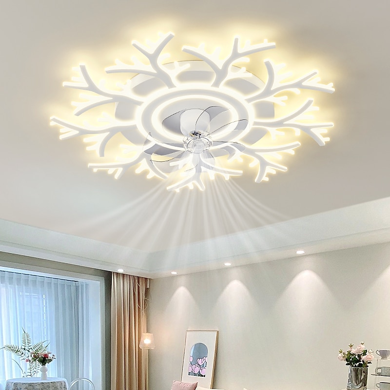 Ventilatori A Soffitto A Led Dimmerabili Con Telecomando A Forma Di Fiore Design Da Incasso A Soffitto Con Paralume In Acrilico Lampadario Camera Da Letto Soggiorno del 2025 a $424.69 –P5