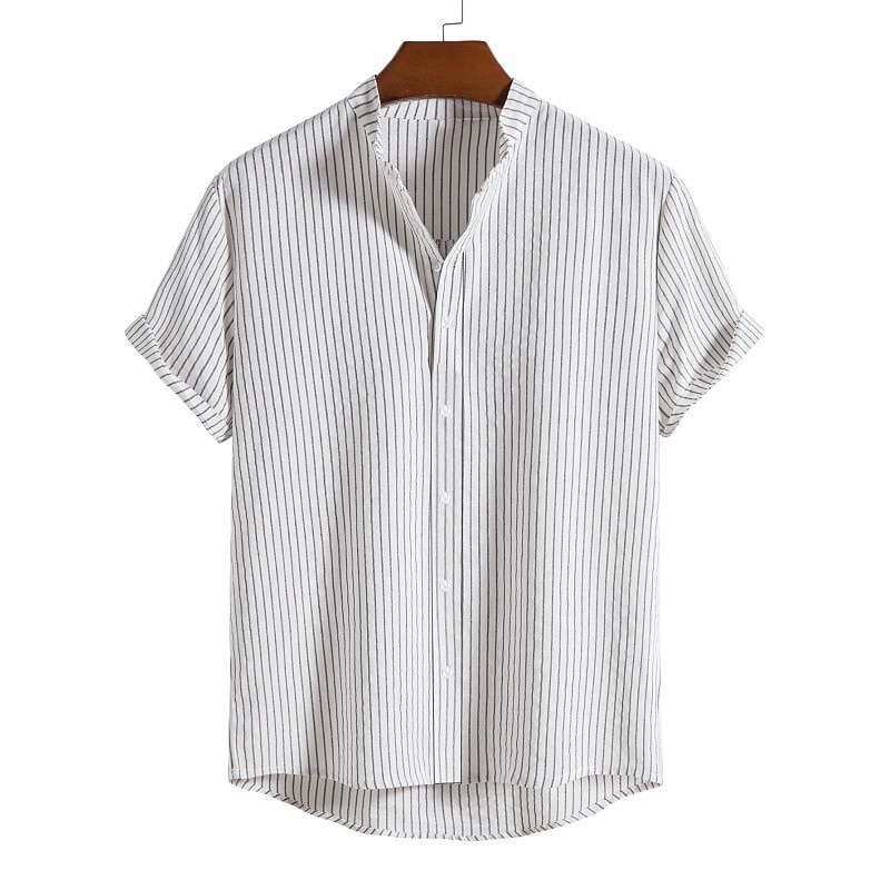 Per uomo Camicia con colletto cinese Camicia con colletto alla coreana Camicia Estiva Camicia casual Camicia da Spiaggia Camicie a righe A righe Vacanza Streetwear Nero Bianco Giallo Verde chiaro del 2025 a $21.99 –P8