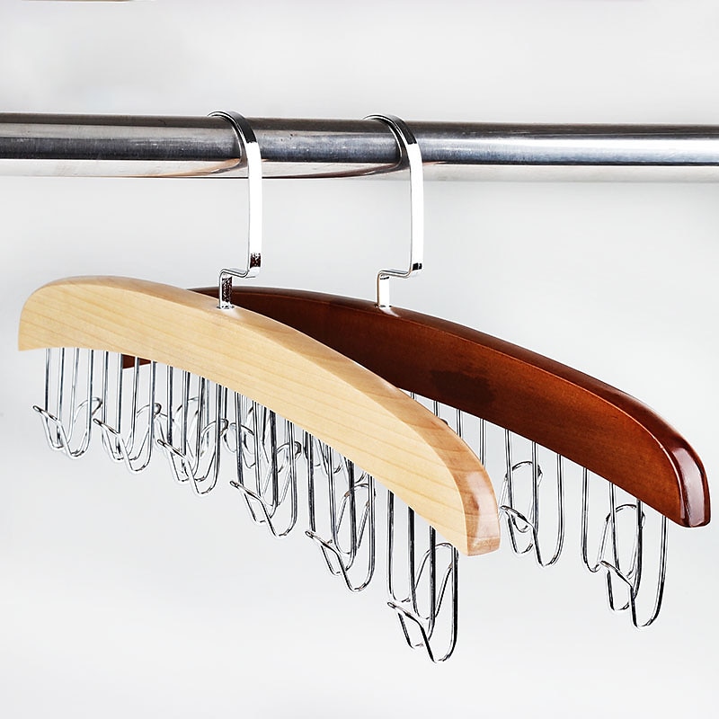 cintura di legno sciarpa cravatte gancio porta sciarpe metallo vestiti di stoccaggio appendiabiti cremagliera portasciugamani ripiano armadio organizzatore di stoccaggio forniture del 2025 a $11.49 -P5