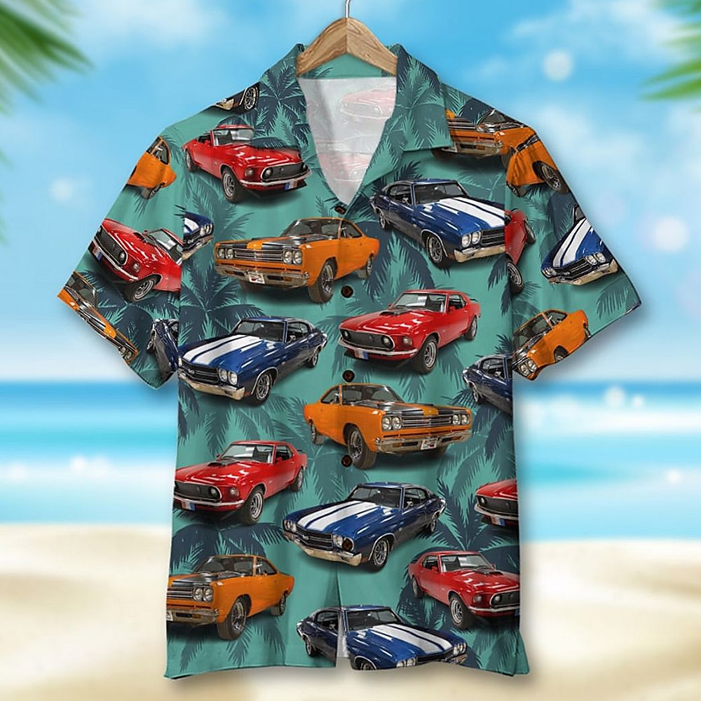Herr Bilar Skjorta Hawaii skjorta Aloha skjorta Kortärmad Skjorta Nedvikt Tropisk Mode Hawaiisk Ledigt Hawaiisk Helgdag Rubinrött Blå Purpur S M L 2025 - $24.99 –P5