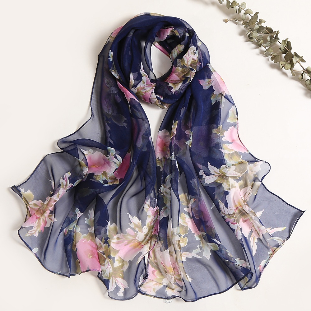 fiore estate donna stile sottile sciarpa bandana morbida bandana femminile elegante scialle hijab hairscarves sciarpa da spiaggia del 2025 a $25.99 –P6