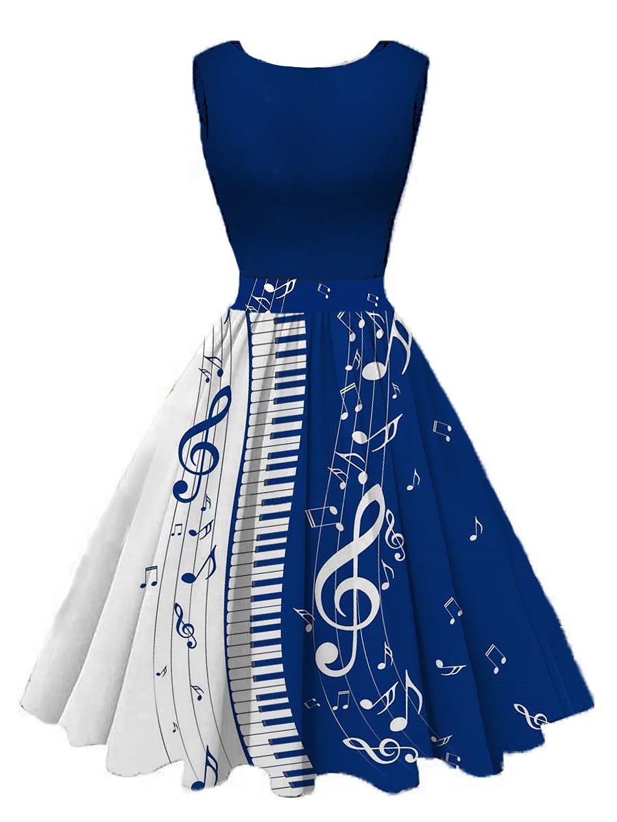 Damen Retro 1950er Jahre Vintage Teekleider Midikleid Täglicher Urlaub Rüschendruck Hinweis Rundhalsausschnitt Ärmellos Schlank Sommer Frühling 2023 Schwarzwein S M L XL 2025 - $35.99 –P2