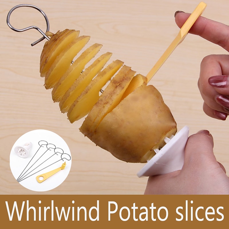 Stainless Steel Tornado Potato Spiral Slicer - Manuel Cutter Spiral Screw  Chips, Reusable Potato Twister, Fruits Vegetable Tools Kitchen Cooking