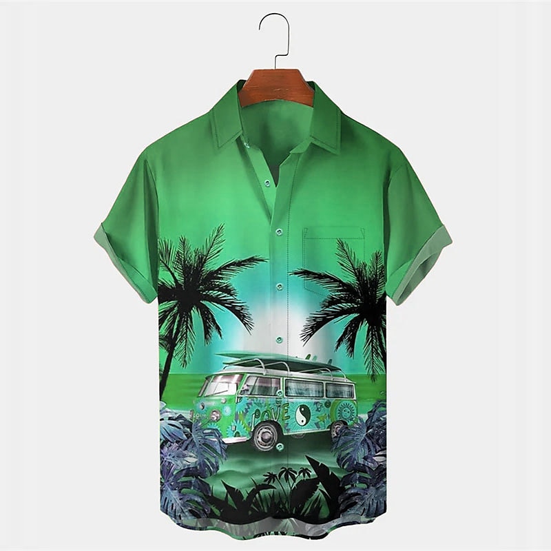 Férfi Autó Kókuszfa Trópusi növények Ing Hawaii ing Aloha ing Rövid ujjú Ing Térfogatcsökkenés Tropikus Divat Hawaii Szabadtéri Utca Hawaii Fekete Sárga Medence S M L 2025 - $24.99 –P5