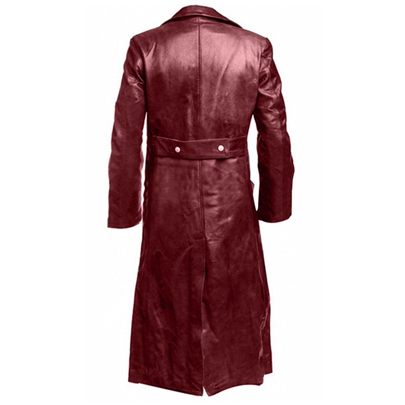Set mit PU-Leder-Trenchcoat, gerades Bein, Motorradhose, Zylinder, Hut, Punk, Gothic, mittelalterlich, Steampunk, Pestdoktor, Herren, Reiter, Biker, lässig, täglich, Cosplay, Kostüm, Karneval, 2025 - $113.99 –P5