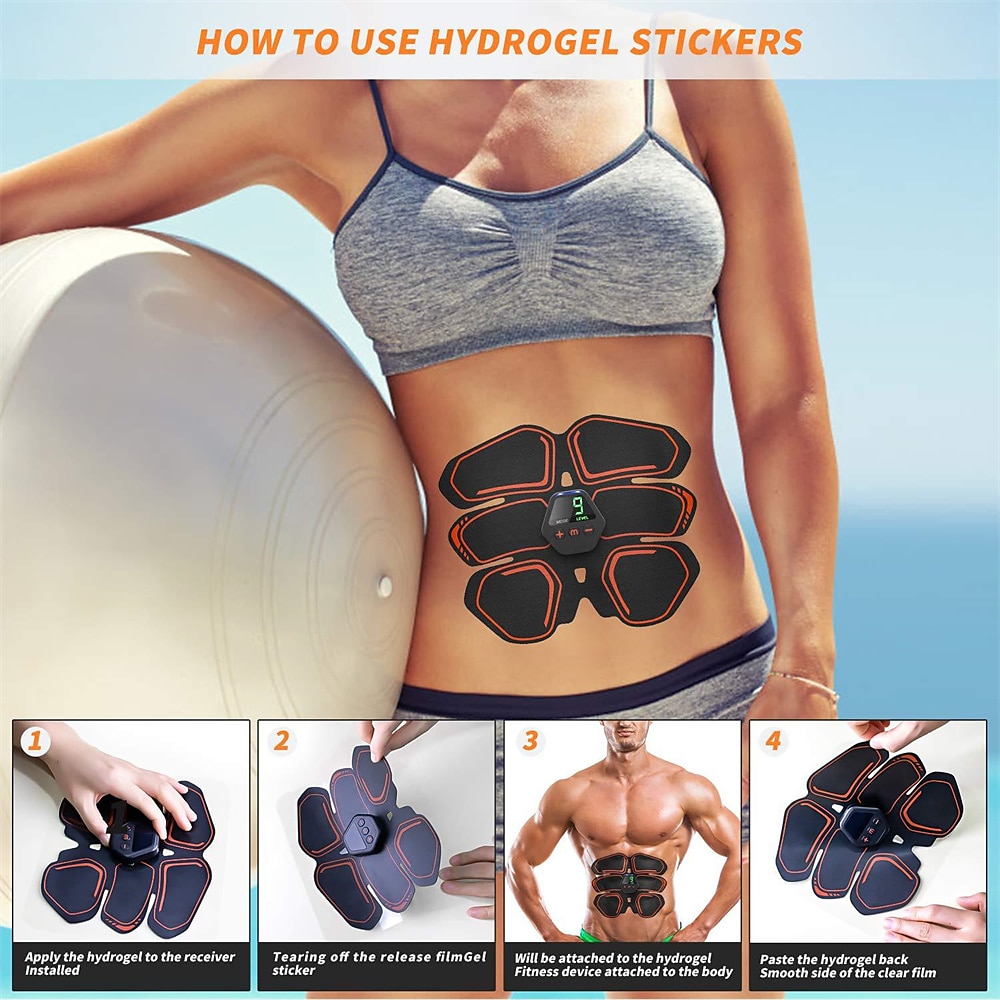 usb abs stimulator spier toner vrouwen mannen armen benen shaper trainer toner abdominale trainingsriem 2025 - $46.99 –P4