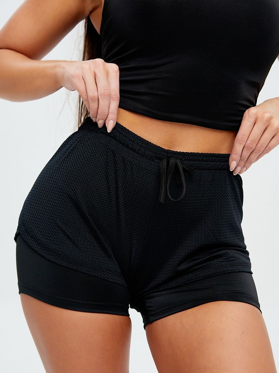 Damskie Spodenki do biegania Spodenki na siłownię Spodenki do jogi Ściągana na sznurek 2 w 1 z wkładką Doły Obuwie sportowe Oddychający Szybkie wysychanie Odvádí pot Joga Zdatność Trening w siłowni 2025 - $15.49 –P2