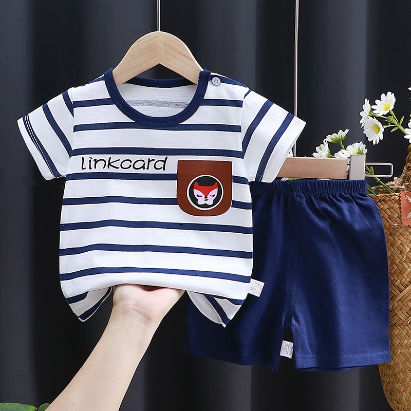 2 Pieces Toddler Boys T-shirt & Shorts Outfit Animal Cartoon Short Sleeve Cotton Set Outdoor Adorable Daily Summer Spring 3-7 Years 3 green teddy bears 9 spectacled bear 13 Stripes Bear 2025 - $10.99 –P8