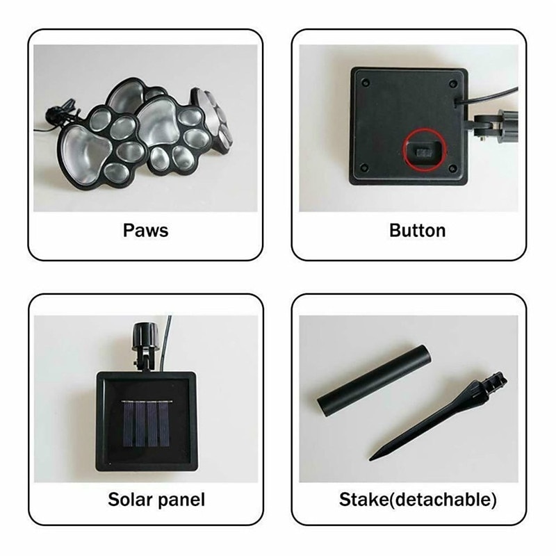 Paw Print Solar Outdoor Lights Solar Lights Outdoor Waterproof Dog Paw Lights(Set of 4) Cat Puppy Animal Garden Lights Path Paw Lamp Walkway Lighting for PatioYardAny Pet Lover 2025 - $27.99 –P17