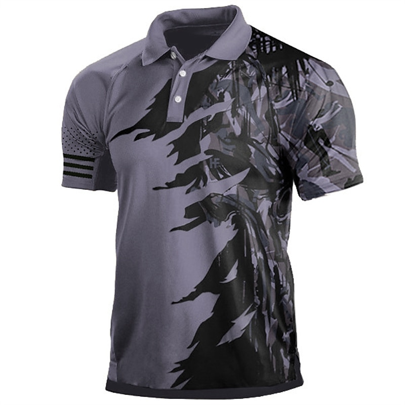 Herren Tarnung Poloshirts Golfshirt Kurzarm Polo-Shirts Hemden mit Kragen Lässig Streetwear Urlaubskleidung Knöpfe 3D-Druck Wein Leicht Braun Blau 2025 - $22.99 –P3