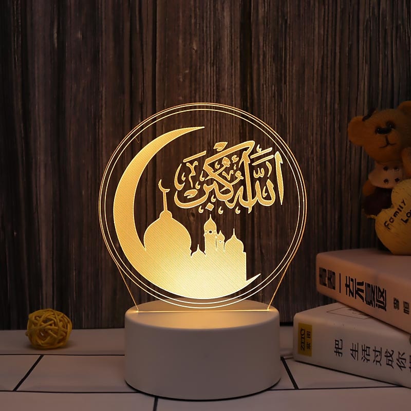عيد مبارك ثلاثية الأبعاد زينة ضوء الليل أكريليك led إسلامي مسلم رمضان مهرجان لوازم للديكور المنزل مصباح ليلي ديكور غرفة نوم 2025 - $12.49 –P12