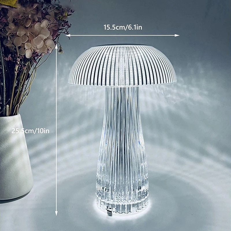 Lámpara de medusas creativa moderna, lámpara de mesa recargable de cristal, luces nocturnas, atenuador táctil de hongo, lámpara rgb, 16 colores para la decoración de la mesita de noche del hogar, 2025 - $39.99 –P2