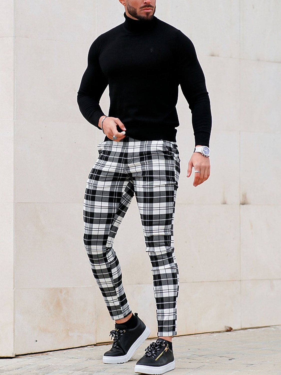 Per uomo Pantaloni Chino Pantaloni chino Pantaloni eleganti scozzesi Tasche A quadri Comfort Traspirante Esterno Giornaliero Per uscire Di tendenza Streetwear Bianco Rosso del 2026 a $31.99 –P6