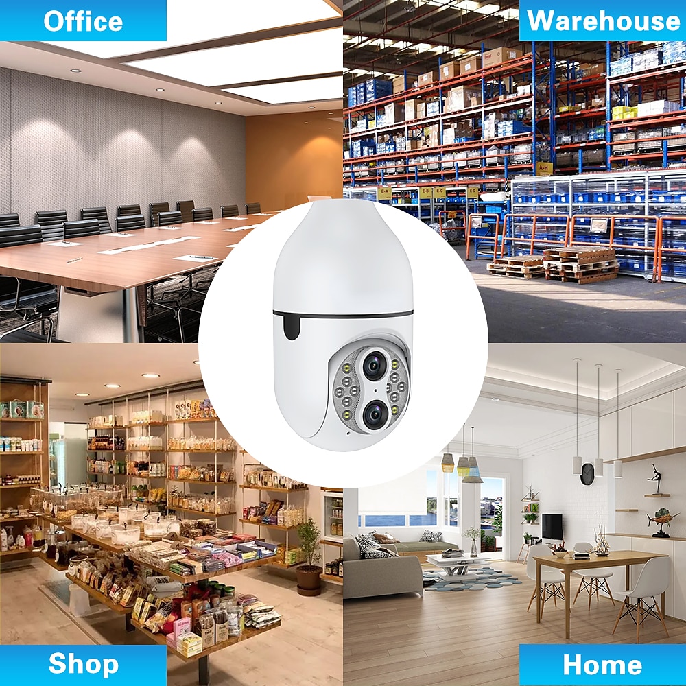 Upgraded Dual Lens 10XHybrid Zoom Light Bulb Security Camera WIFI 360 Auto Tracking Security Camera Color Night Vision Siren& Light Alarm PTZ IP Camera For Home Security 2025 - $52.99 –P11