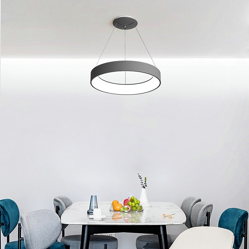 lampada a sospensione a led 45cm design a cerchio ad anello a 1 luce dimmerabile in pvc lampade a sospensione per camera da letto in stile moderno lussuoso 110-240v solo dimmerabile con telecomando del 2025 a $263.79 –P2